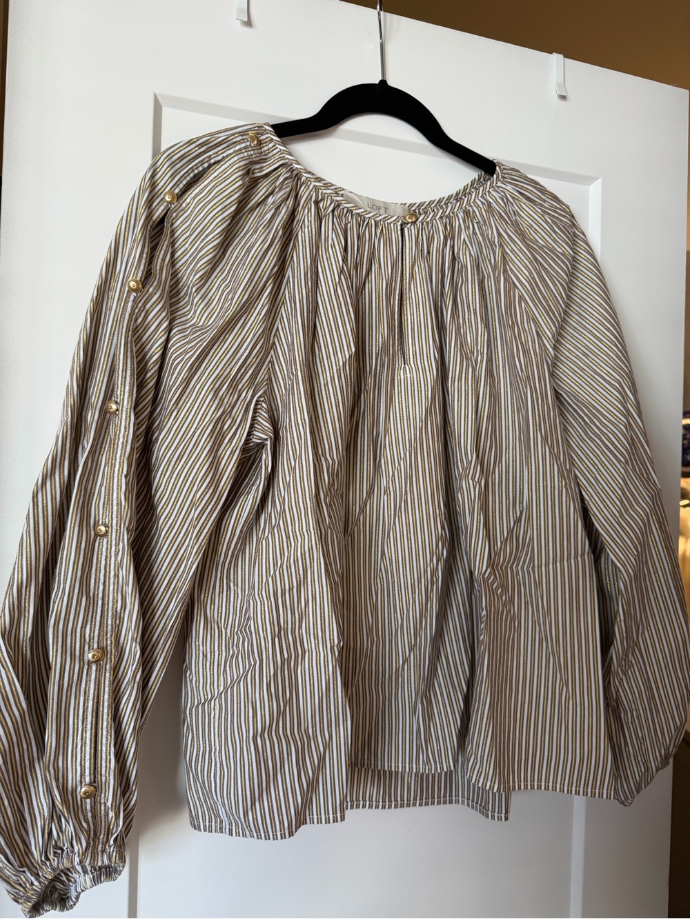 LOFT Shimmer Striped Button Sleeve Blouse - Size S - Worn Once
